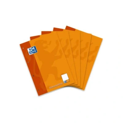 Abbildung von Oxford Schule Klausuren Block A4, liniert mit Rand, 50 Blatt, orange, 5 Stück