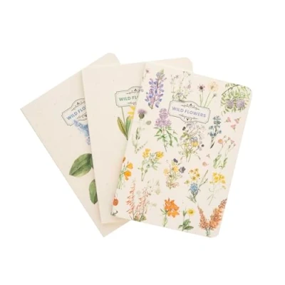 Abbildung von Grupo Erik Botanical Wild Flowers 3er Pack Notizbücher A6 Notizbuch klein 1 Liniert Dotted Blanko Notizblock