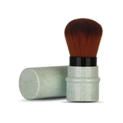 Abbildung von Sonew Einziehbarer Kabuki Make up Pinsel, Synthetische Borsten Kosmetikpinsel für Blush, Bronzer, Powder, Foundation, Concealer(Green)
