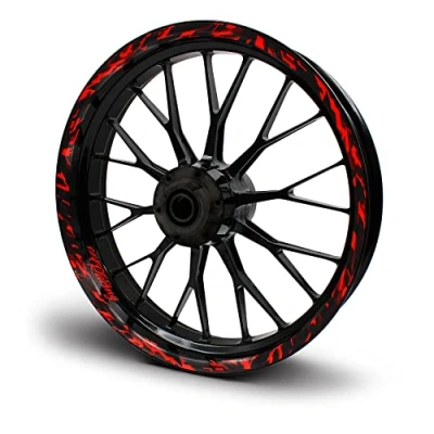 Abbildung von 16 teiliges Set Felgenrandaufkleber Sticker für Motorrad Auto Felgen Future Design Komplett Felgenaufkleber 15&quot; 16&quot; 17&quot; 18&quot; 19 Zoll MR017 (Neon Rot, Glanz)
