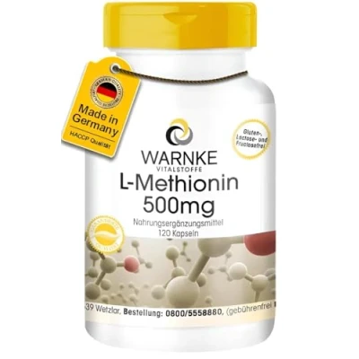 Abbildung von L Methionin 500mg 120 Kapseln vegan &amp; hochdosiert essentielle Aminosäure Warnke Vitalstoffe Deutsche Apothekenqualität