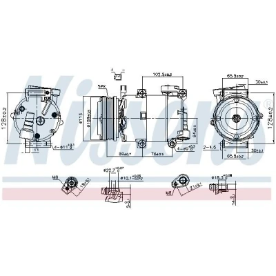 Abbildung von NISSENS 890788 Kompressor 7VSC16IC 12 PAG 46 R 134a FORD: FOCUS 3, 3 Turnier