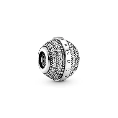 Abbildung von PANDORA Pavé &amp; Logo Charm in Sterling Silber mit Cubic Zirkonia Steinen Signature Collection