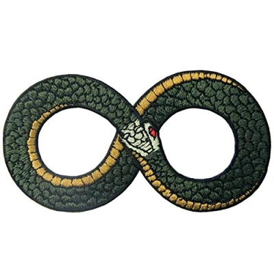 Abbildung von Aufnäher, bestickt, Design: Ouroboros, Das Unendlichkeitssymbol, zum Aufbügeln oder Aufnähen