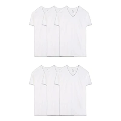 Abbildung von Fruit of the Loom Herren Stay Tucked V Neck T Shirt, White (6 Pack), Groß (6er Pack)