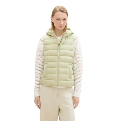 Abbildung von TOM TAILOR Denim Damen 1042100 Longstyle Puffer Weste, 32246 Garden Peat, M