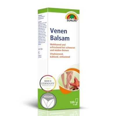 Abbildung von SUNLIFE Venen Balsam 1 x 100g kühlender für Füße/Beine &amp; Gel mit rotem Weinlaub Rosskastanienextrakt hochwertiger Venenbalsam zum Massieren von müden Beinen