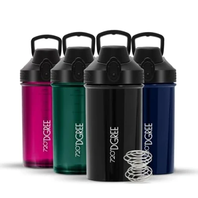 Abbildung von 720DGREE Fitness Shaker “uberShaker“ 550ml Premium Eiweißshaker Auslaufsicher, BPA Frei Schüttelbecher, Mixbecher für cremige Eiweiß Shakes, Gym, Workout, Nutrition Ohne Pulverfach