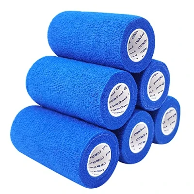 Abbildung von COMOmed Kohäsive Bandage 10cm 6 Stück Selbstklebend Athletic Tape alleray getestet Blau Pflasterverband Fingerpflaster wasserfest elastisch Pflasterbandage