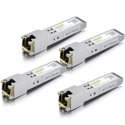 Abbildung von [4 Stück] 1G SFP auf RJ45 Mini Gbic Modul, 1000Base T Kupfer Transceiver Kompatibel für Cisco GLC T/SFP GE T, Meraki, Ubiquiti UniFi UF 1G, Netgear, Zyxel, D Link, TP QNAP, Open Switch