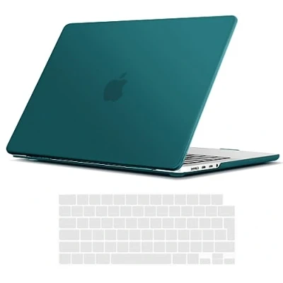 Abbildung von TECOOL Hülle Kompatibel mit neuen MacBook Pro 16 Zoll M4 M3 M2 M1 Pro/Max 2021 2024 (A3403 A3186 A2991 A2780 A2485), Ultradünne Schutzhülle Hartschale Case Tastaturschutz (EU), Dunkeltürkis