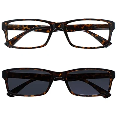 Abbildung von Die Lesebrille Unternehmen Braune Schildpatt Sonnen Leser UV400 Designer Stil Herren Damen Lesehilfe S92 2 +3,00