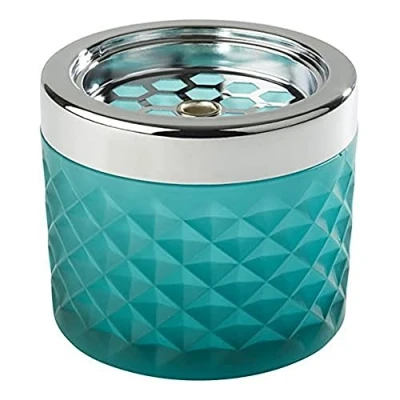 Abbildung von APS Windaschenbecher, Ascher Aschenbecher, aus verchromtem Metall, gefrostetes Glas, mit Bajonettverschluss, Ø 9,5 cm, 8 cm Höhe, hellblau