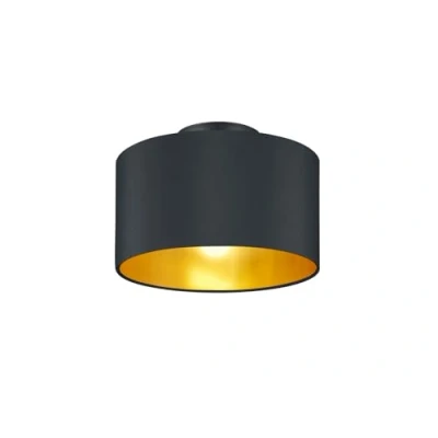 Abbildung von Trio Leuchten Hostel 608200279 Deckenleuchte, Metall, Stoffschirm Schwarz Matt/Gold