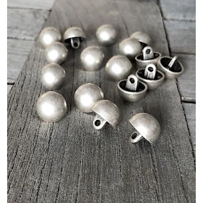 Abbildung von silber matt gewölbt kleine Metall Knöpfe Halbkugel mit Öse 12mm oder 15mm (10 Stück) (15mm)