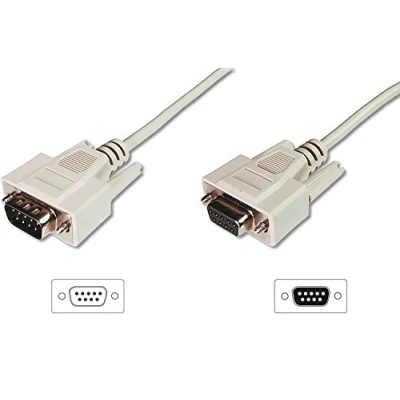 Abbildung von DIGITUS Serielles Anschluss Kabel D Sub 9 zu Stecker Buchse 2.0m Verlängerungskabel Beige