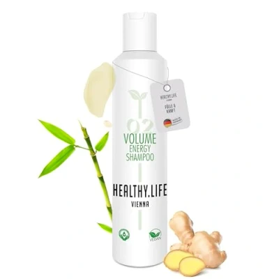 Abbildung von HEALTHY.LIFE VIENNA Volume Energy Shampoo 200ml Bambus &amp; Vitamin B5 sofort Fülle und Kraft für dünnes feines Haar Damen Herren vegan, silikonfrei, dermatologisch getestet parabenfrei