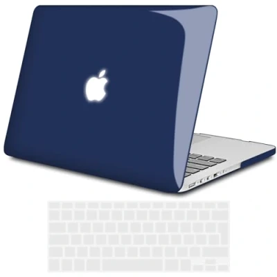Abbildung von TECOOL Hülle Kompatibel mit Alten MacBook Pro 13 Zoll 2015 2014 2013 2012 Freisetzung (A1425 A1502), Ultradünne Hartschale Schutzhülle Case u. EU QWERTZ Tastaturschutz, Kristall Navy blau