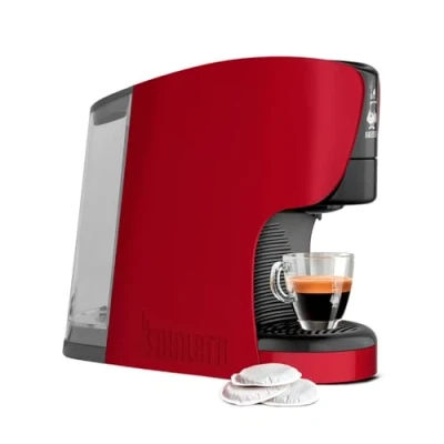 Abbildung von Bialetti Dama, Espressomaschine mit ESE Pads, 100% kompostierbar, recycelter Kunststoff, Rot