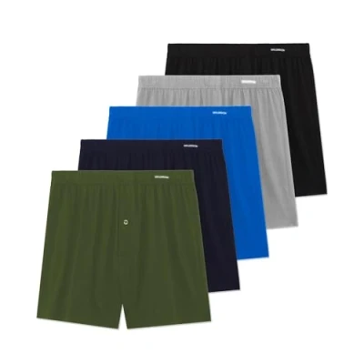 Abbildung von FM London Herren 5er Pack Boxershorts Weit Boxers, Dunkel Sortiert, L EU