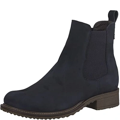 Abbildung von Tamaris Damen Chelsea Boots, Frauen Stiefeletten,TOUCHit Fußbett,uebergangsstiefel,Schlupfstiefel,flach,Boots,Stiefel,Bootee,Navy,37 EU