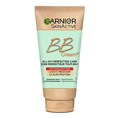 Abbildung von GARNIER Skin Active BB Anti Aging Creme All in 1 Perfektionspflege strafft &amp; spendet Feuchtigkeit LSF 25 Hyaluronsäure Aloe Vera Vegan Cruelty Free alle Hauttypen mittlere Tönung