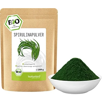 Abbildung von Spirulina Pulver BIO 1000 g (1 kg) I 100% natürlich und rein aus kontrolliert biologischem Anbau laborgeprüft ohne Zusatzstoffe von bioKontor