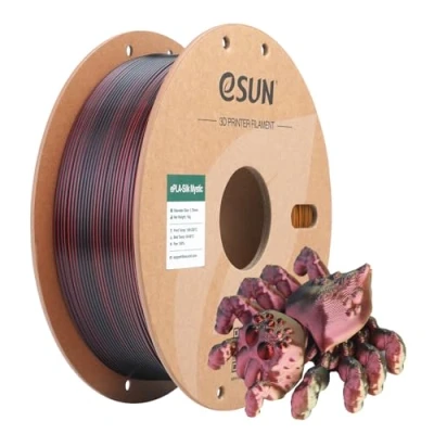 Abbildung von eSUN Silk Tri Colors PLA Filament 1.75mm, Silky Co Extrusion 3D Drucker PLA, 1KG Spule Mystic für Drucker, Schwarz Rot Gold