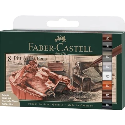 Abbildung von FABER CASTELL 167172 Tuschestift Pitt Artist Pen, Classic, B/M, 8er Etui