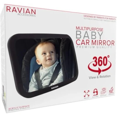 Abbildung von Babyautospiegel für den Rücksitz Sicherster Autositzspiegel mit kristallklarer Sicht, bruchsicherer, verstellbarer Rückspiegel Säuglinge, Kinder, Babys und Neugeborene Blick nach hinten