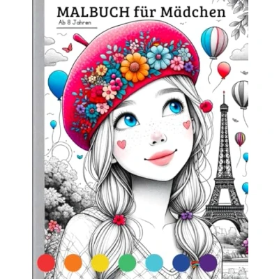 Abbildung von Malbuch für Mädchen ab 8 Jahre Das Geschenk Kinder &amp; Teenager: 50 schöne Motive (Regenbogen, Pferde, Portraits, Tiere, Muster) zur Zen inspirierten Beschäftigung