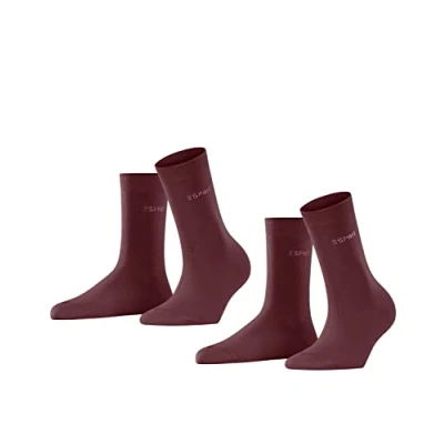 Abbildung von ESPRIT Damen Uni 2 pack W Baumwolle Einfarbig Paar Socken, Rot (Shadow Red 8138), 35 38 EU