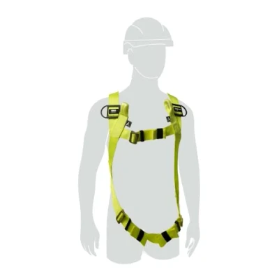 Abbildung von MILLER by Honeywell H100 Sicherheitsgurt, 2 Punkt Gurt, Universalgröße, leicht (0,8 kg), passende Brust und Beinschnallen, D Ring aus Stahl, belastbar bis 140 kg, Gelb, 1036294