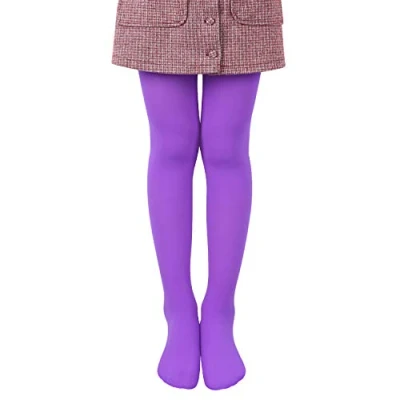 Abbildung von L&amp;K II Mädchen Ballett Strumpfhose Tanzstrumpfhose mit Fuß 80 DEN Blickdicht Mikrofaser Farbig 27251 Lila 146/152