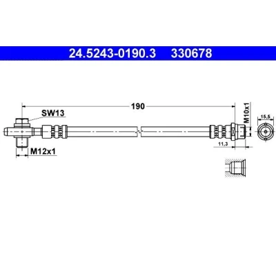 Abbildung von ATE 24.5243 0190.3 Bremsschläuche 190 M10x1 VOLKSWAGEN: Passat B5 GP Estate, Saloon, Estate