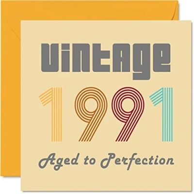 Abbildung von Geburtstagskarten zum 33. Geburtstag für Männer und Frauen Vintage 1991 Aged To Perfection 33 Lustig Sie Ihn 145 mm x Glückwunschkarten