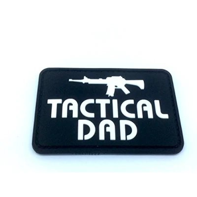Abbildung von Tactical Dad Schwarz Morale Patch PVC Airsoft Paintball Klett Emblem Abzeichen