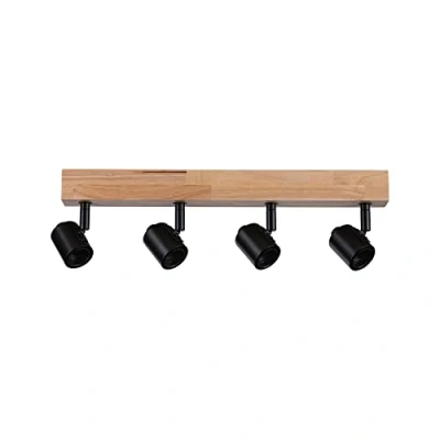 Abbildung von Paulmann 66773 Strahler Arvid 4 flammig max. 4x20 Watt Deckenleuchte Schwarz/Holz Spot Metall E27
