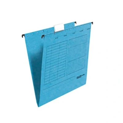 Abbildung von Original Falken 5er Pack Hängemappe UniReg. Made in Germany. Aus Recycling Karton für DIN A4 seitlich offen blau Blauer Engel ideal die lose Blatt Ablage im Büro und der Behörde