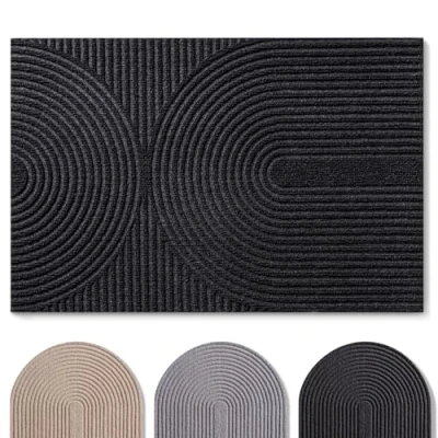 Abbildung von Blumtal Fußmatte 40x60 cm rutschfeste Schmutzfangmatte Fußabtreter mit Muster Fußmatten Haustür Türmatte aus Polyester innen/Schmutzfangmatte außen Fußabstreifer Beige