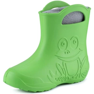 Abbildung von Ladeheid Eva Kinder Jungen Mädchen Gummistiefel Regenschuhe gefüttert LA CA 03 (Grün/Grau, 22/23 EU)