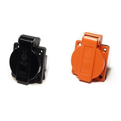Abbildung von HOLZER 8 Stück/Einbausteckdose Schuko Anbau Steckdose 16A Feuchtraum / PA6 + Flansch Dichtung (4xSchwarz 4xOrange)