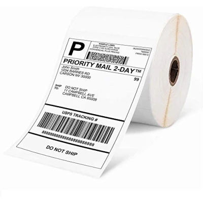 Abbildung von Phomemo 4&quot;x6&quot; Thermal Direct Shipping Etikett,500 Stk 4x6 selbstklebendes Thermo Versandetikettenpapier,geeignet für Expressunternehmen,kompatibel mit Desktop Etikettendruckern,Rollenetiketten（500）
