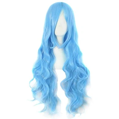 Abbildung von MapofBeauty 32&quot; Langes Haar Spirale lockige Cosplay Kostüm Perücke (Azurblau)