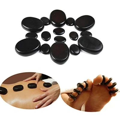 Abbildung von Windfulogo 16Pcs Hot Massage Stones Set Natural Lava Basalt Heated warmer Stone for Spa Black