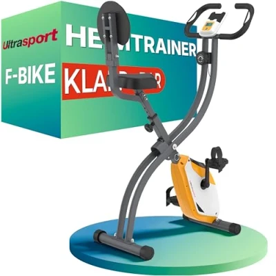 Abbildung von Ultrasport F Bike 200B, Fitnessgerät zum gelenkschonenden Ausdauertraining zuhause, wie ein Ergometer, Heimtrainer nutzbar, klappbarer Hometrainer mit acht Widerstandsstufen, Schwarz / Rot