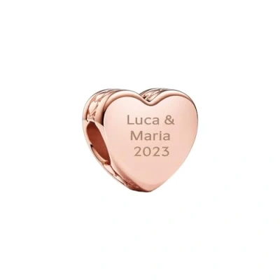 Abbildung von PANDORA Gravierbares Herz Charm Anhänger aus rosévergoldeter Metalllegierung, Kompatibel Moments, Moments Kollektion, 782015C00