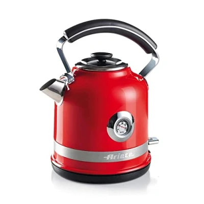 Abbildung von Ariete 2854 Moderner elektrischer Wasserkocher, 2000 W, Kapazität 1,7 L, kabellos, 360, automatische Abschaltung, abnehmbarer Filter, sichtbarer Wasserstand, Thermometer Rot