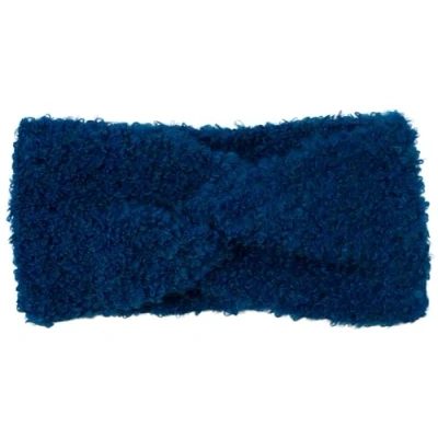 Abbildung von styleBREAKER Damen Strick Stirnband mit Rippstrickmuster und Twist Knoten, warmes Winter Haarband Boucle Optik, Headband 04026063, Farbe:Royalblau
