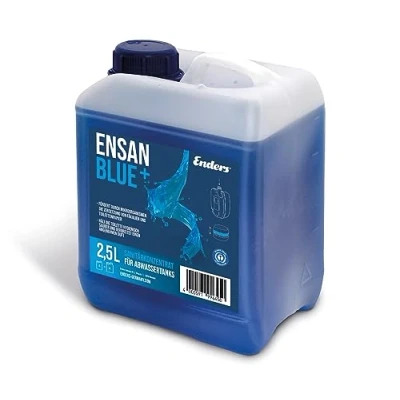 Abbildung von Enders® Sanitärflüssigkeit ENSAN BLUE+(für Abwassertank),2,5l, mikrobiologischer Sanitärzusatz, Campingtoilette, biologisch leicht abbaubar, Frischeduft, BLAUER ENGEL Auszeichnung, ergiebig #4977